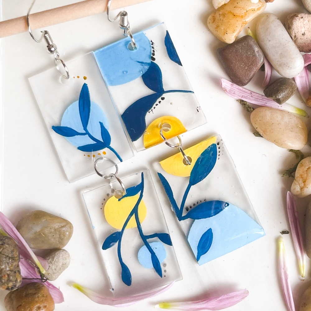 Handmade Tiered Drop Polystyrene Earrings